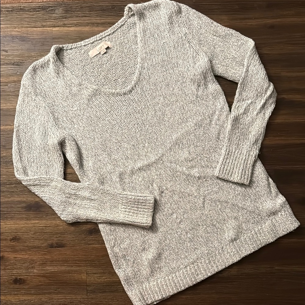 Loft Grey/Blue/Green Heather Long Sleeve Sweater Small